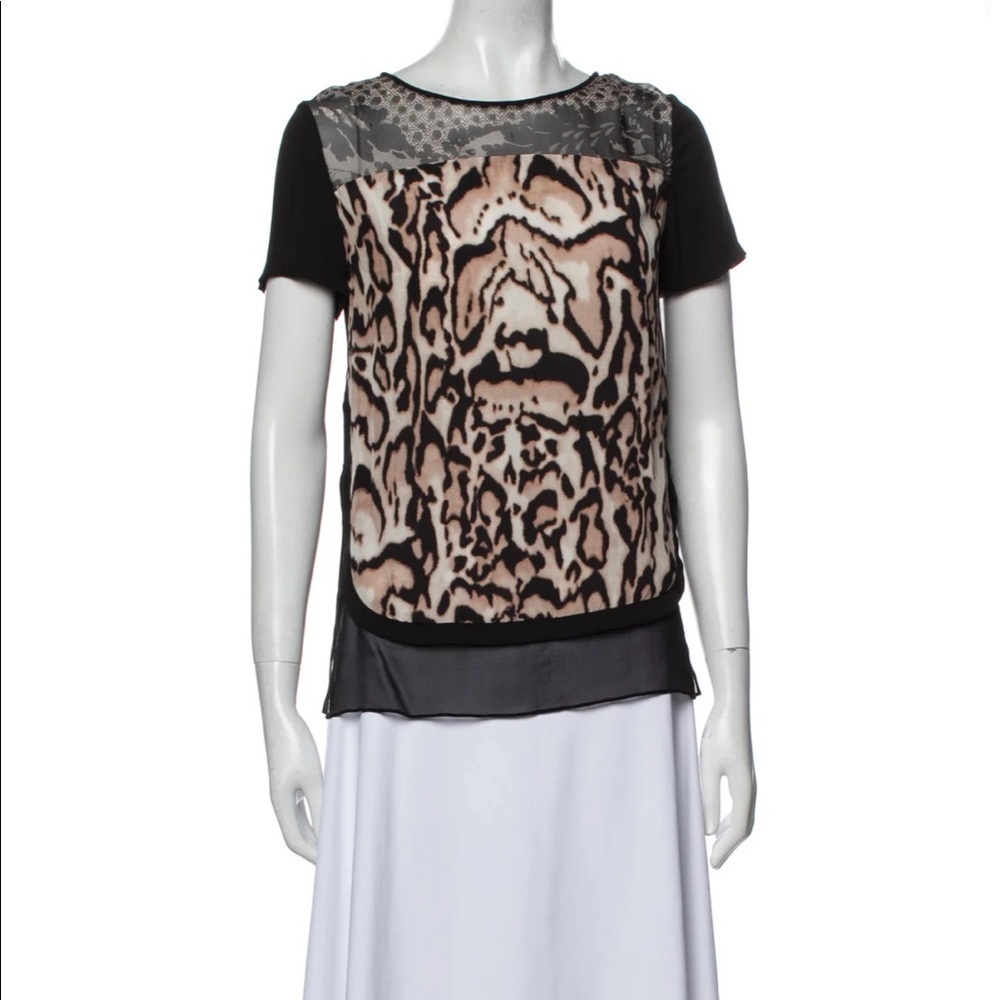 Diane Von Furstenberg Animal Print Silk Blouse Size 4
